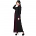Collared Casual abaya - Black-Wine color